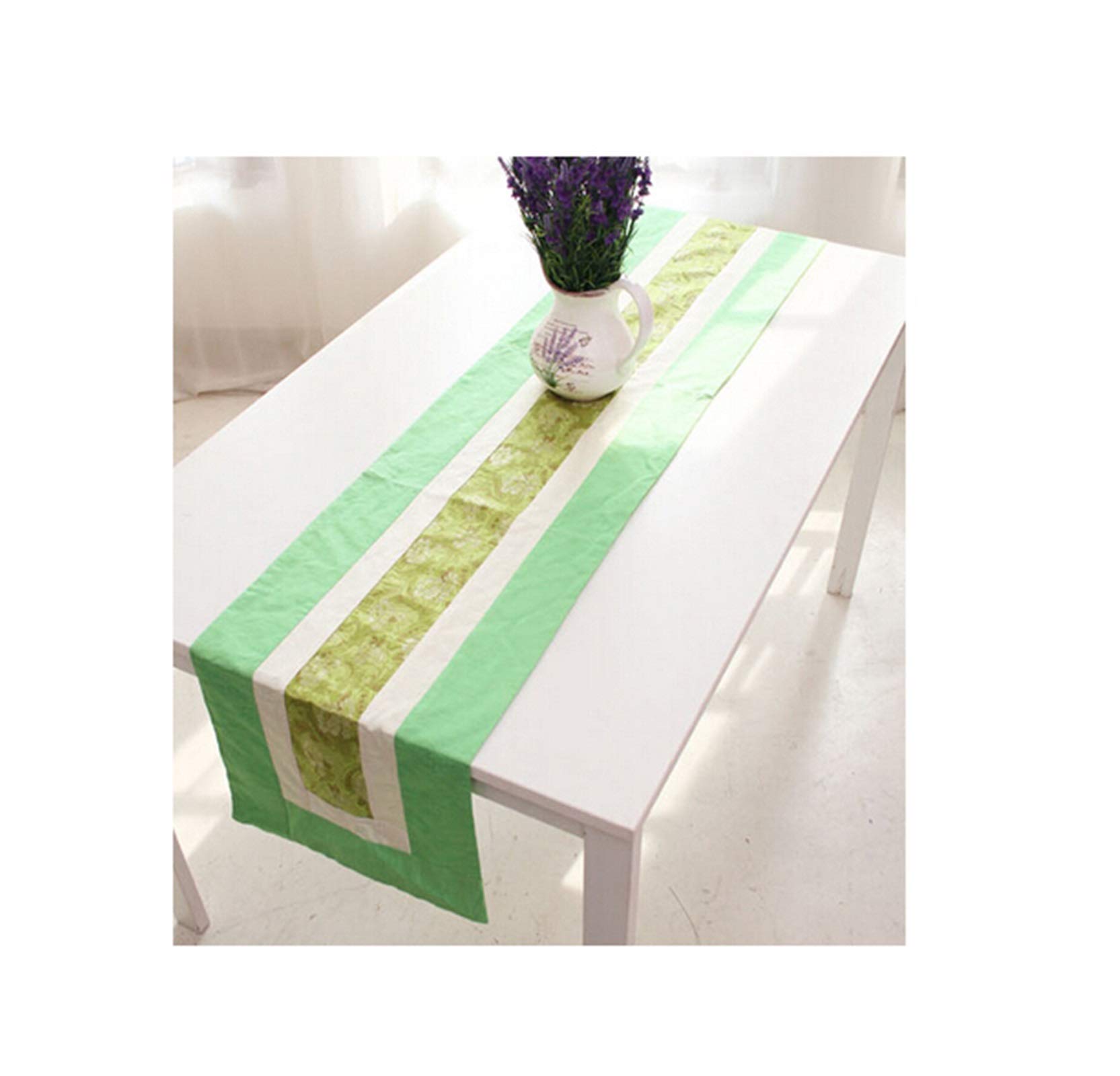 Runner Tavola Cotone Natalizio, Runner Natalizio Verde Due Fiori di Tono Runner Da Tavolo Elegante, 35x200CM