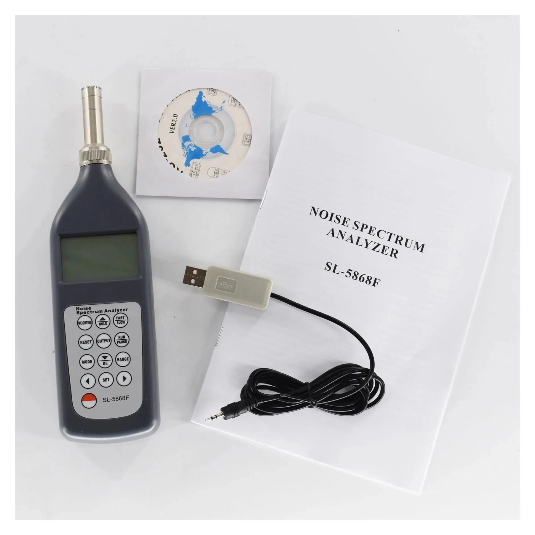 LNHHG Noise Spectrum Analyzer SL-5868F Sound Level Meter digital detection technology Range 25dB~130dB (A) (With the software)
