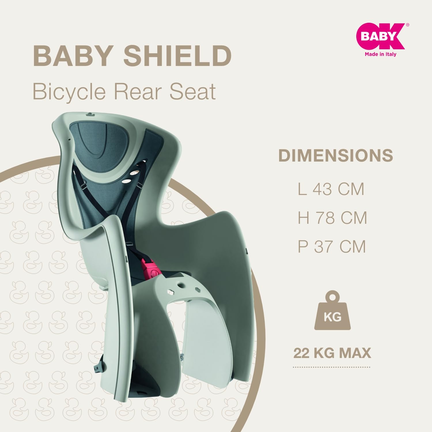 OKBABY Baby Shield fotelik dziecięcy z tyłu, szary, srebrny