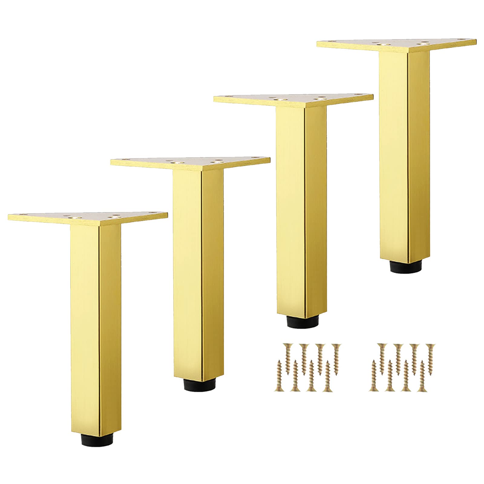 Patas de sofá metálicas con tornillos para elevar y estabilizar sus muebles de salón, 4 uds