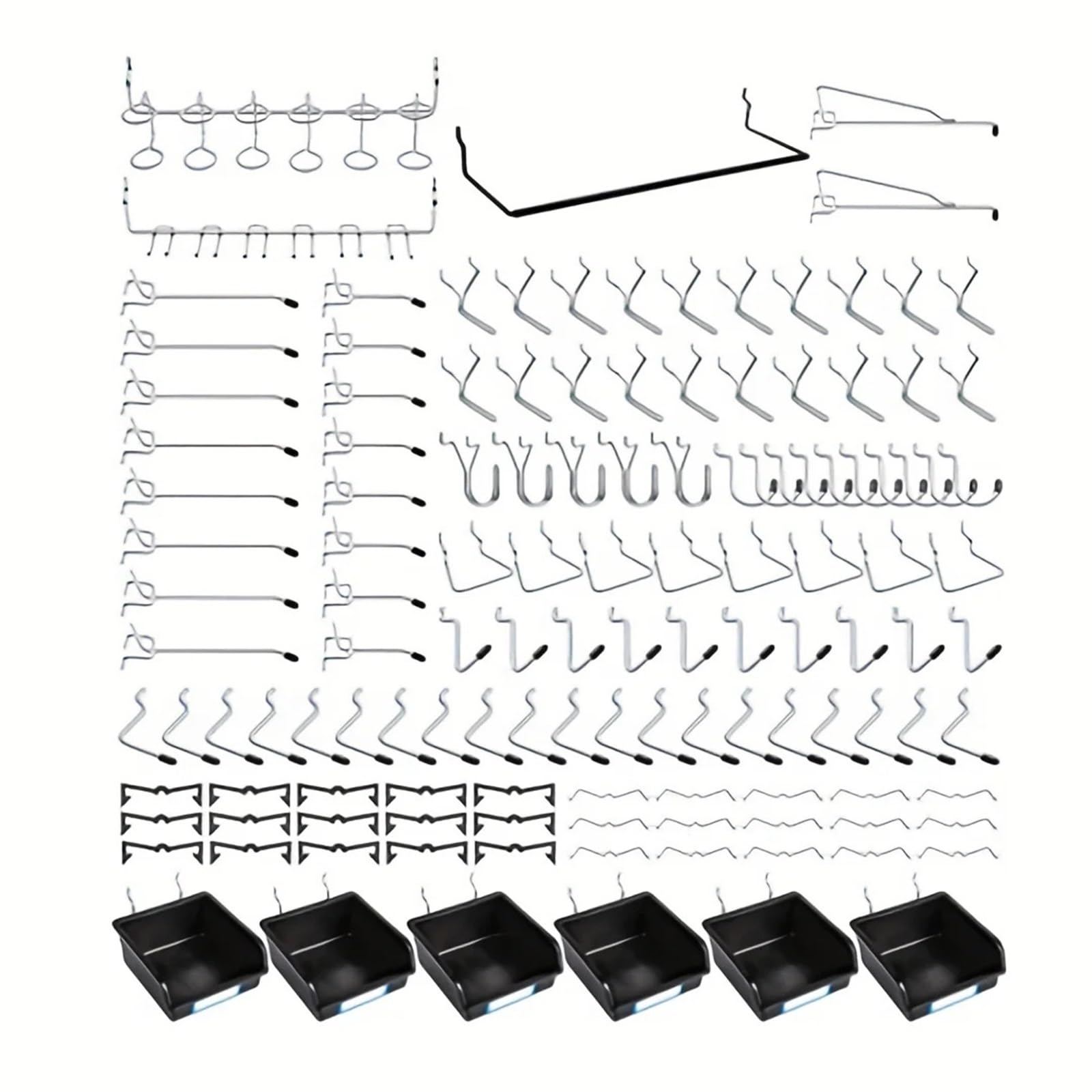 Stecktafel-Hakensortiment, 2er-Set, Stecktafel-Organisationszubehör, Stecktafel-Haken-Set für die Organisation verschiedener Werkzeuge, 188-teiliges Set