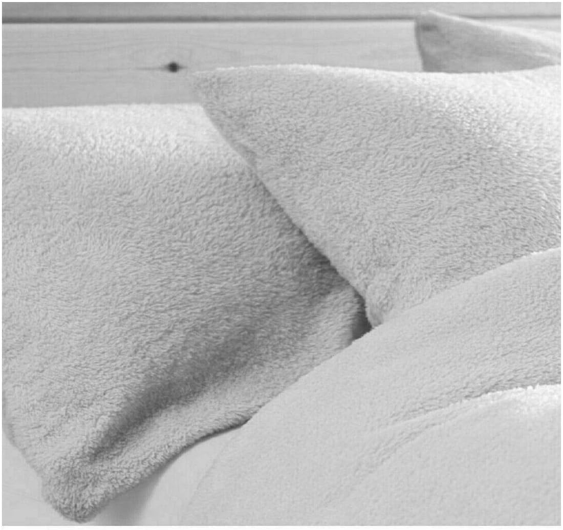 Bluemoon Bedding White Teddy Bear Pair Pillowcases Warm Cosy Soft Plush Fleece Pillow Cases Plain Thermal Warm Soft Cases Pair (White)