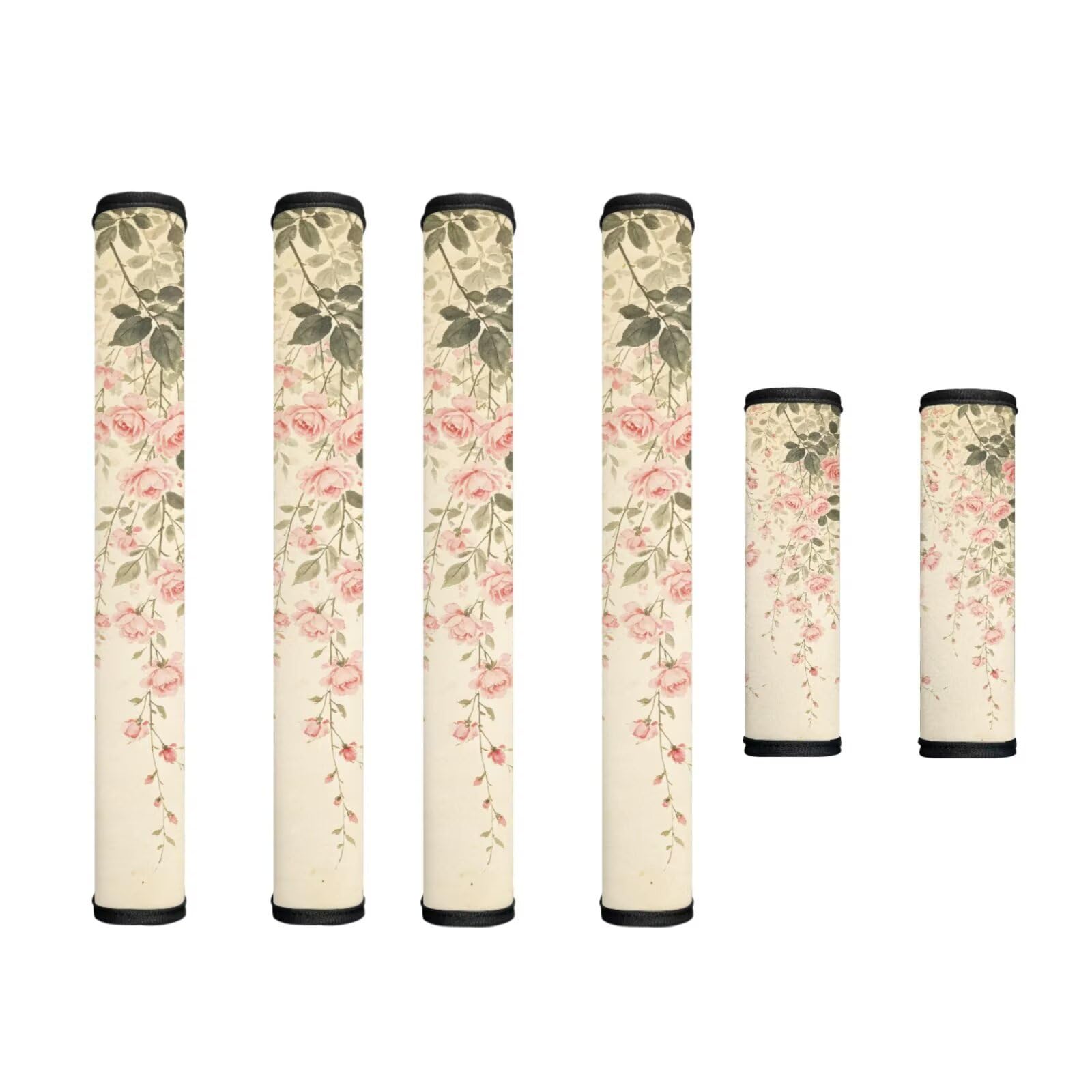 6 Pcs Refrigerator Microwave Door Handle Covers Electrical Appliances Handle Protector Keep Clean and Protected from Oil Stains, Fingerprints, Liquids, Beige Pink Floral Pattern