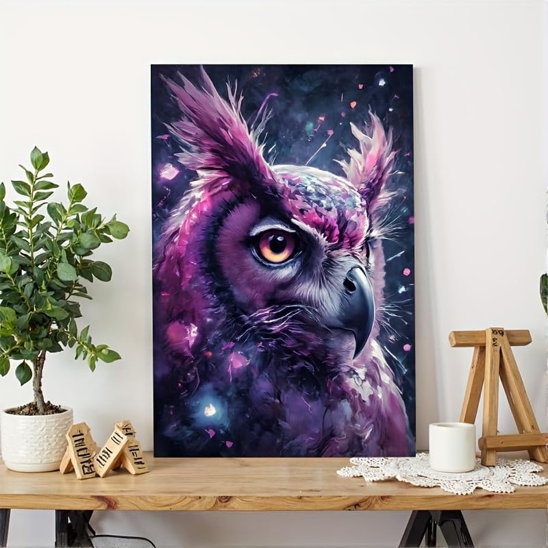 Miniatura 5 de Canvas Wall Art Painting Retro Synthwave Owl Neon Geometric Shapes Ready To Hang Modern Motivational Prints for Living Room Bedroom Office Nursery