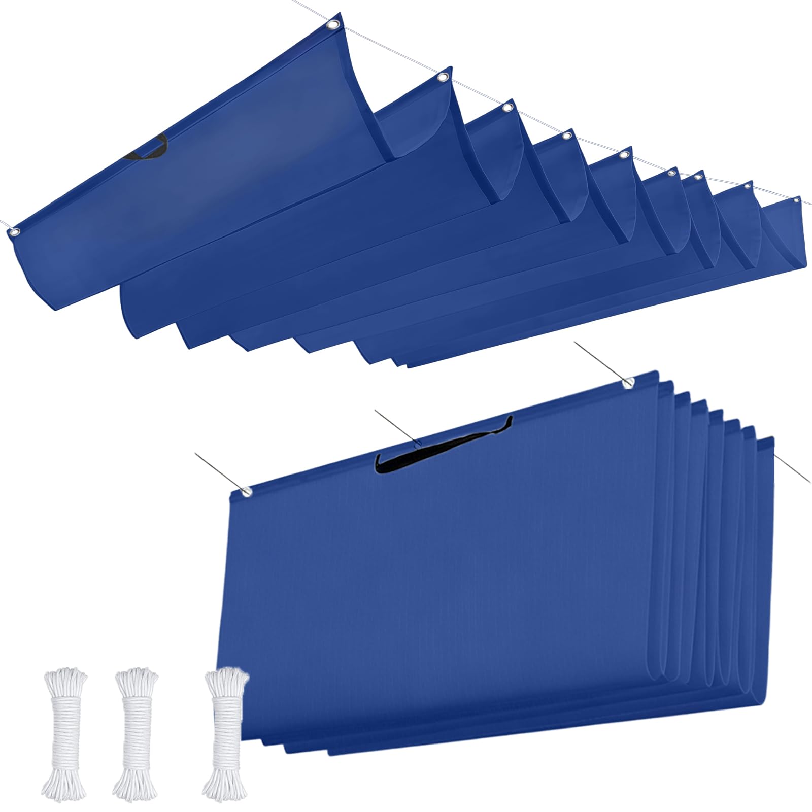 Voile d'ombrage imperméable et indéchirable bleu foncé protection UV 1.9 x 14 m