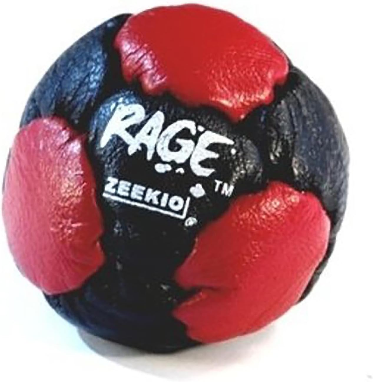 Zeekio -The Rage- 14 Panel Genuine Leather Footbag - Black and Red Hacky Sack