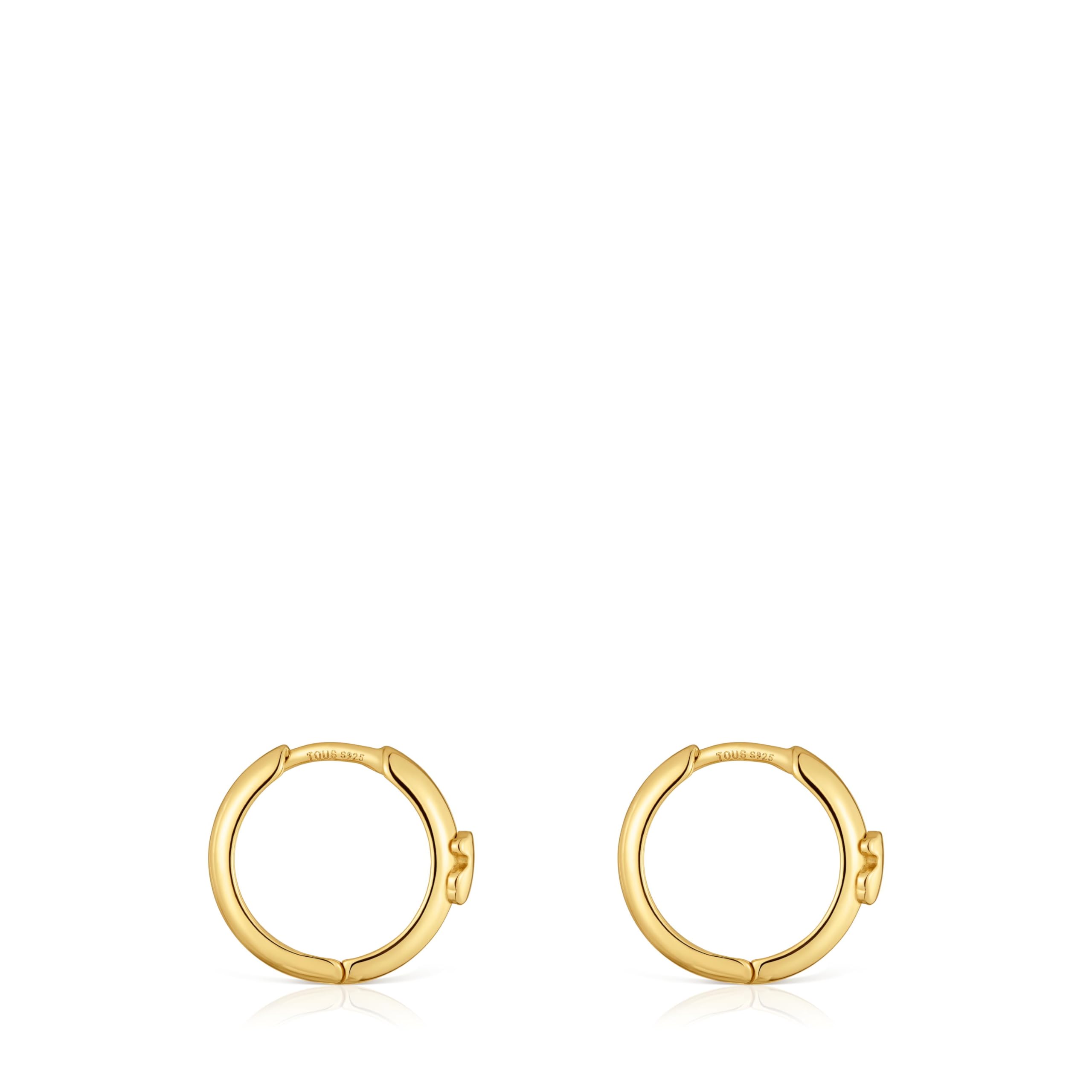 TOUS Pendientes aro con oso y baño de oro de 18 kt sobre plata 12 mm, Para Mujer, Colección Basics