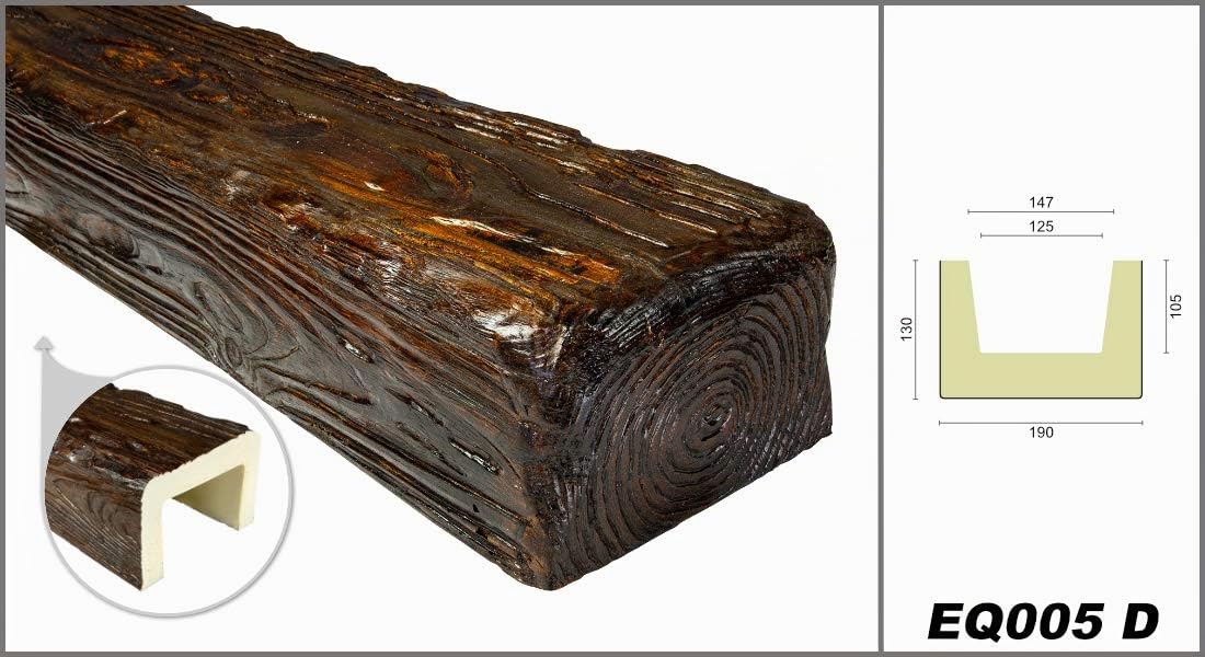 Decowood Travi Decorative 2 Metri, Poliuretano, Rustica, 190x130mm, EQ005 D Serie