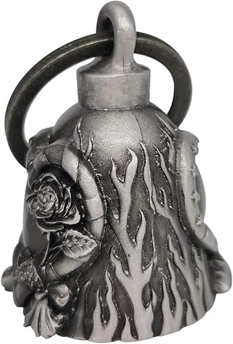 Miniatura 9 de Dream Apparel Campana de motociclista con colgador de campana de motocicleta, accesorios de motocicleta o llavero para la suerte, plata