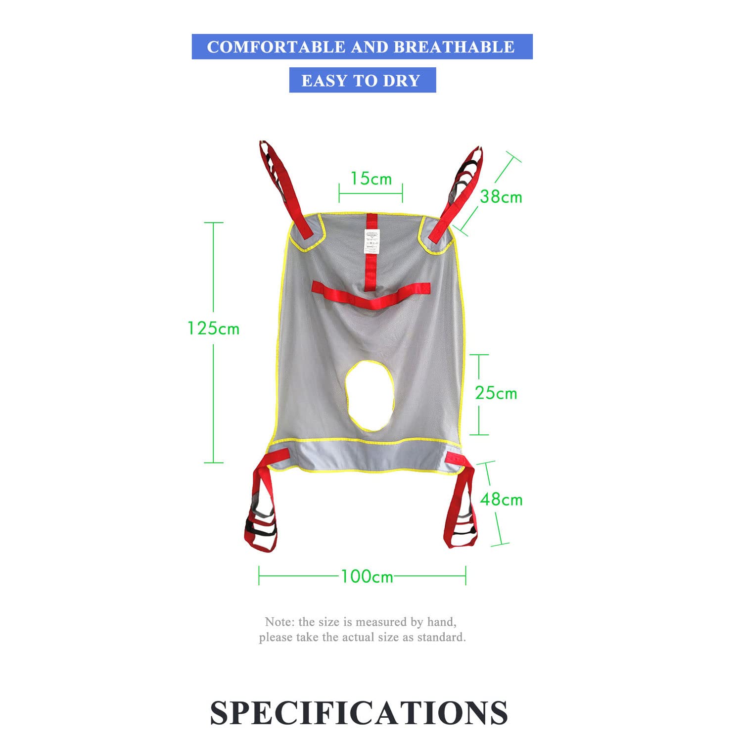 Arnés Elevación Paciente Cuerpo Completo, Eslinga De Elevación con Accesorios De Bucle,para Posicionamiento Y Elevación De La Cama,Enfermería, Cuidador 507 Libras 均码