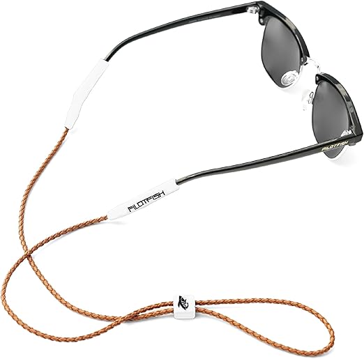 Pilotfish Leather Sunglasses Strap - Glasses Retainer Cord for Men or Women, Secure Chain Eyeglass or Sunglass Holder