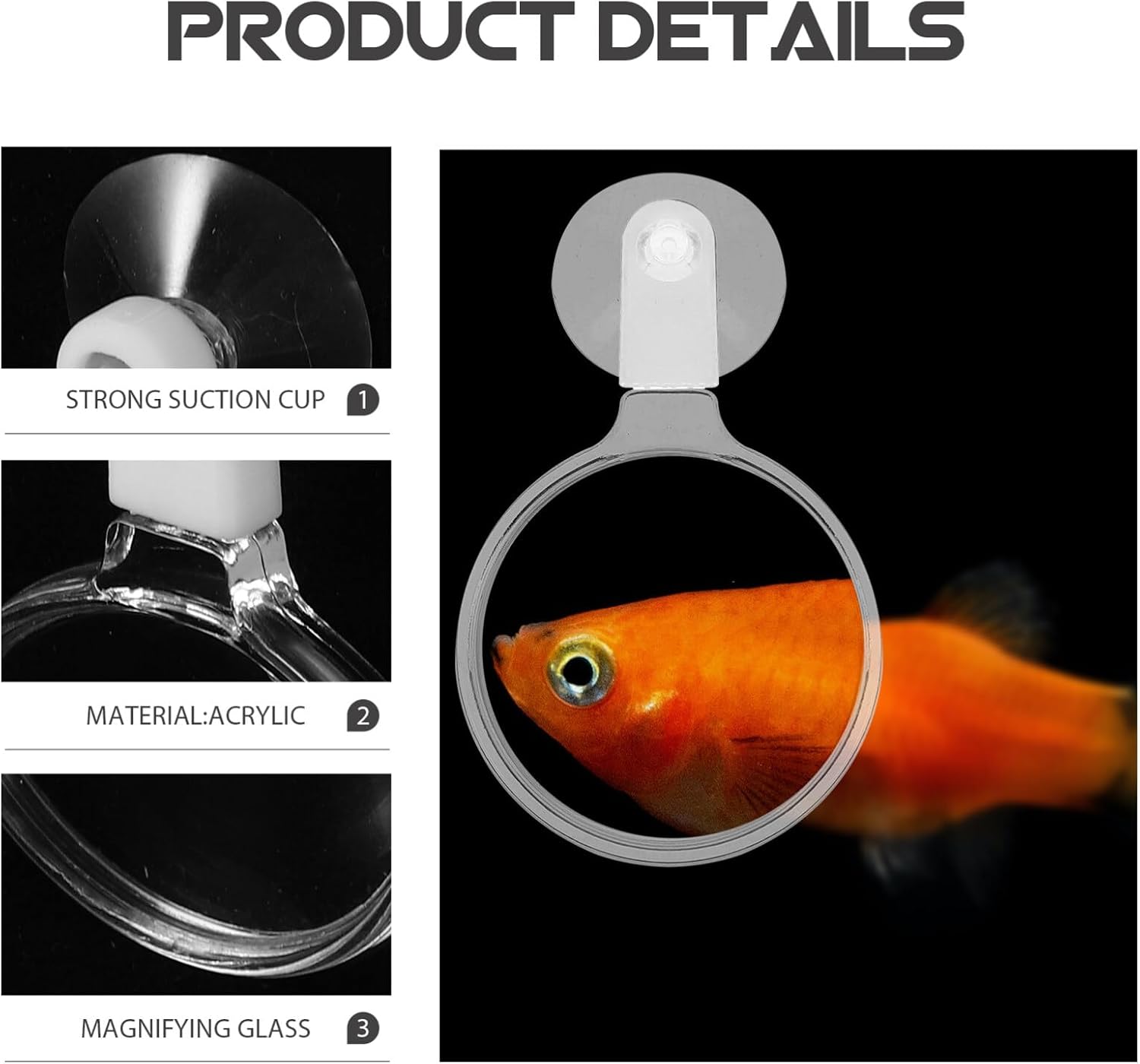 SUPVOX Aquarium Magnifier Acrylic Fish Tank Viewer Magnifying Glass with Suction Cup for Viewing Coral and Taking Pictures Fish Tank Accessories