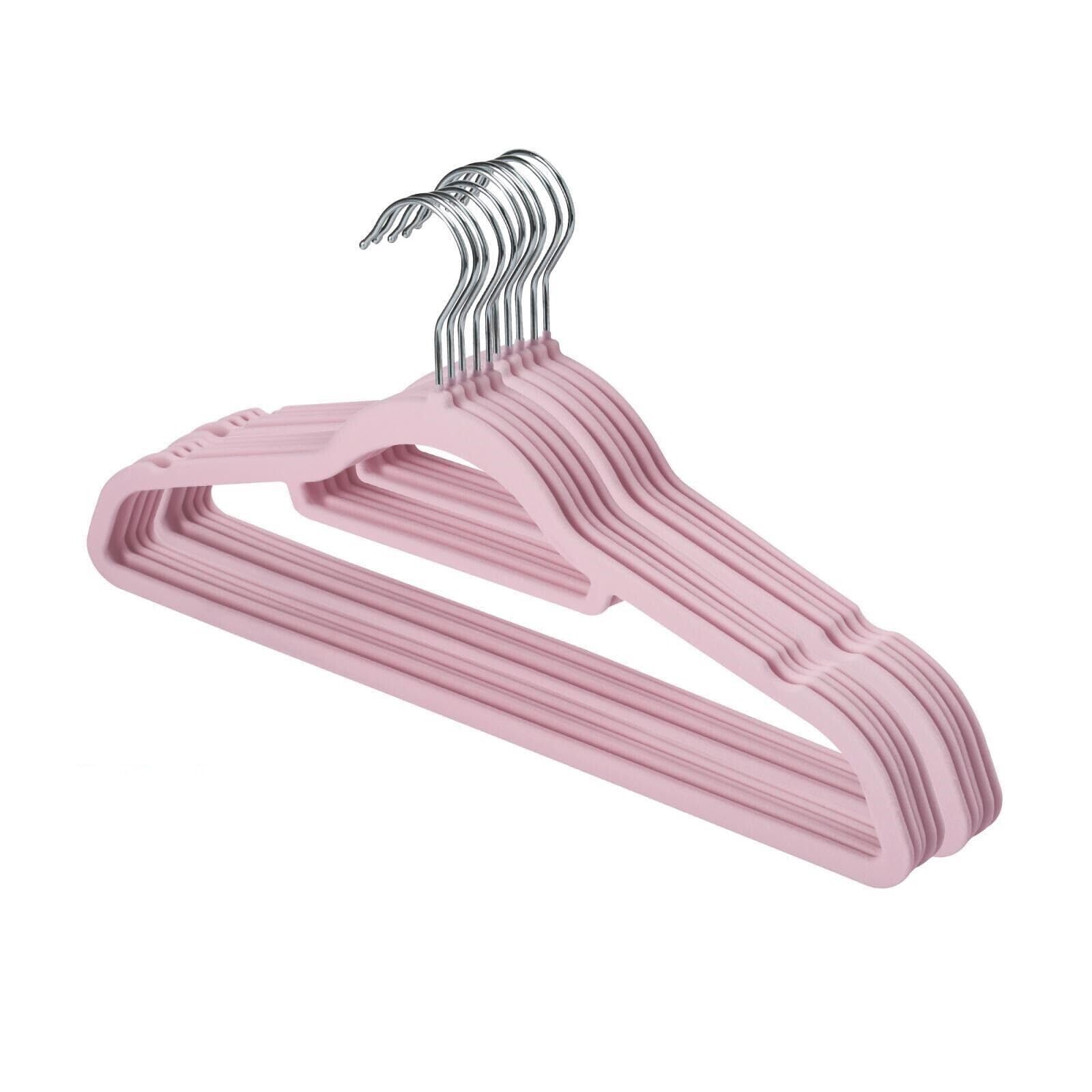 Optimal Products Baby Pink Anti Slip Flocked Coat Clothes Hangers Velvet Trouser Tie Garments Hanging Space Saving Uk (, 40)