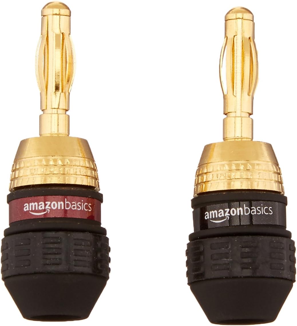 – Amazon Basics Speaker Connector Banana Plug, 12 pairs, 24 Count, Black