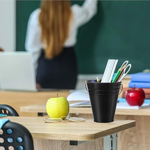 Miniatura 4 de Paquete de 12 cubos de metal con asa, cubo galvanizado de 4.5 x 5 pulgadas para niños, suministros de fiesta para niños, manualidades para Navidad,