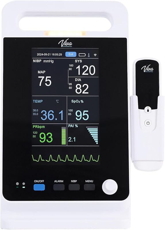 VivaDiagnostic Omni Portable Vital Signs Monitor, Monitor de Signos Vitales para Humanos with Thermometer