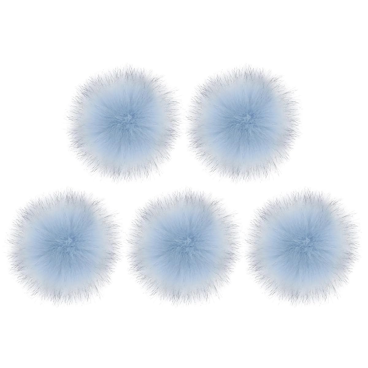 Pompon en fausse fourrure bleu ciel amovible pour laver facilement vos bonnets et tricots