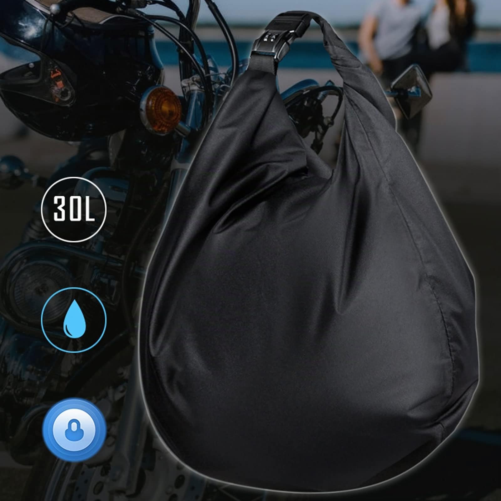 Borsa per casco bloccabile 30 l, grande borsa da moto Oxford per casco da bicicletta, sci, basket, fitness e outdoor