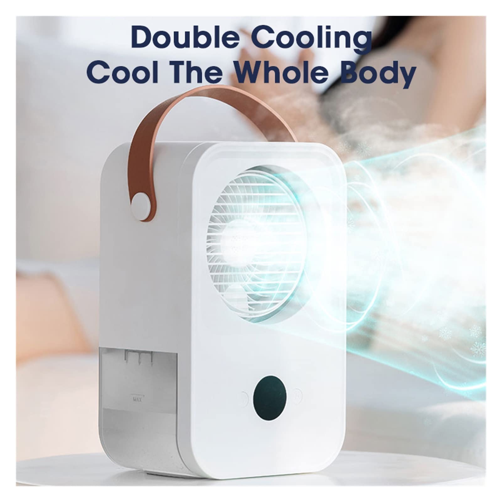 Ventilador portátil con nebulizador, Humidificador recargable con pulverizador de agua, ventilador niebla, 4 velocidades, 2 modos for coche, hogar, Camping, viajes
