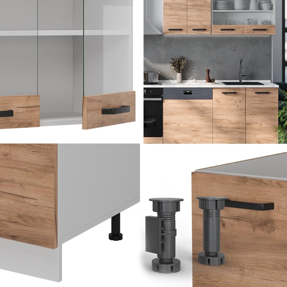 Vicco Küchenzeile R-Line, Goldkraft Eiche/Weiß, 300 cm | AP Eiche, zur individuellen Anordnung und Erweiterung der Module geeignet