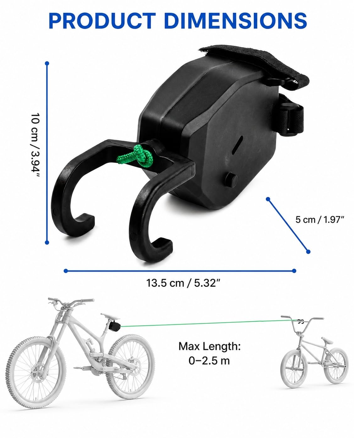 Corde de Remorquage pour Vélo, Barre Traction Velo Enfant, Câble de Traction Jusqu’à 90 kg en Nylon Elastique, Système de Remorquage Vélo Rétractable pour Vélo de Route et Accessoire de Cyclisme 2.5M