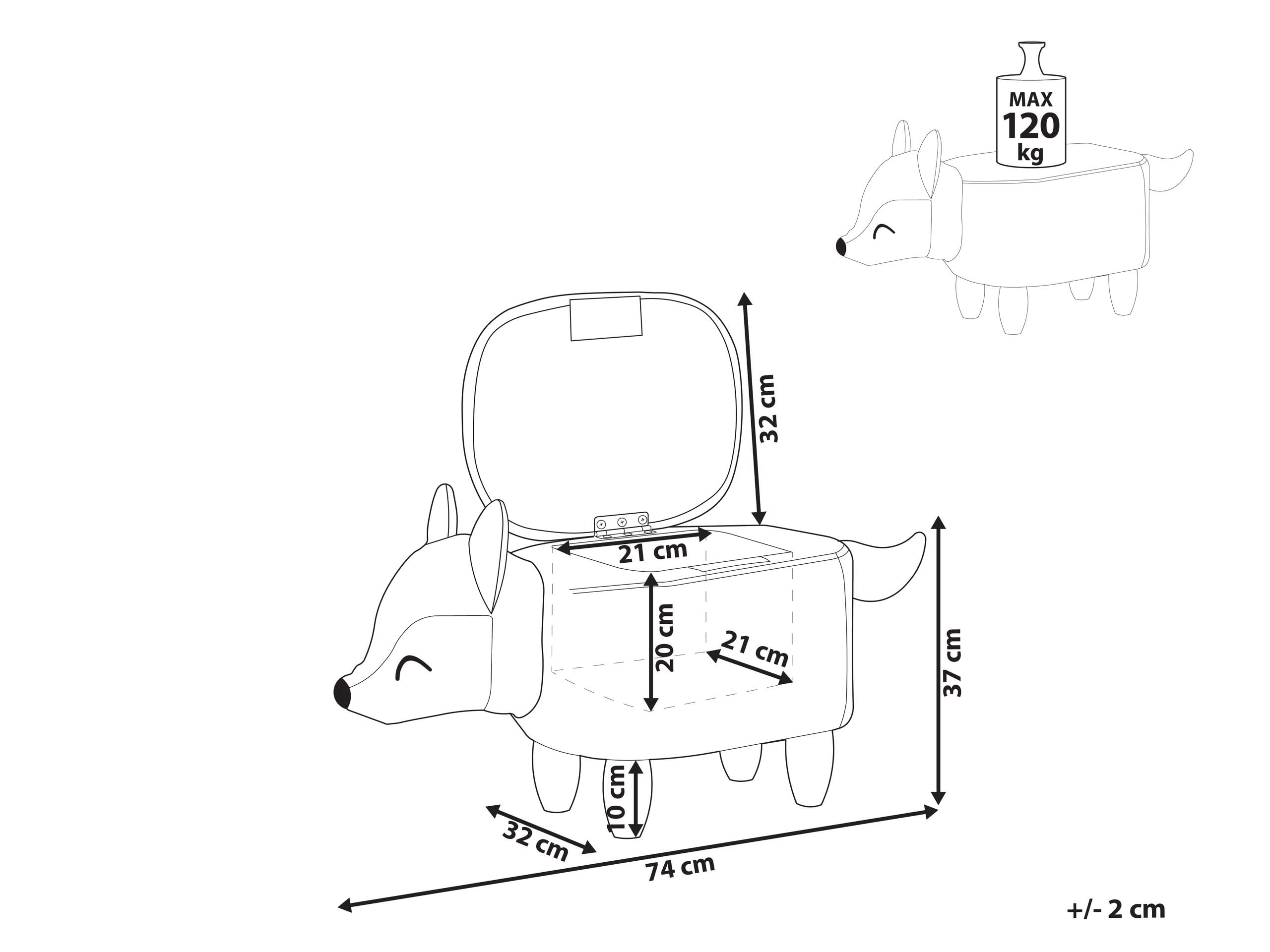 Hocker mit Stauraum für Kinder Tierform Samt orange Holzbeine Modern Fox