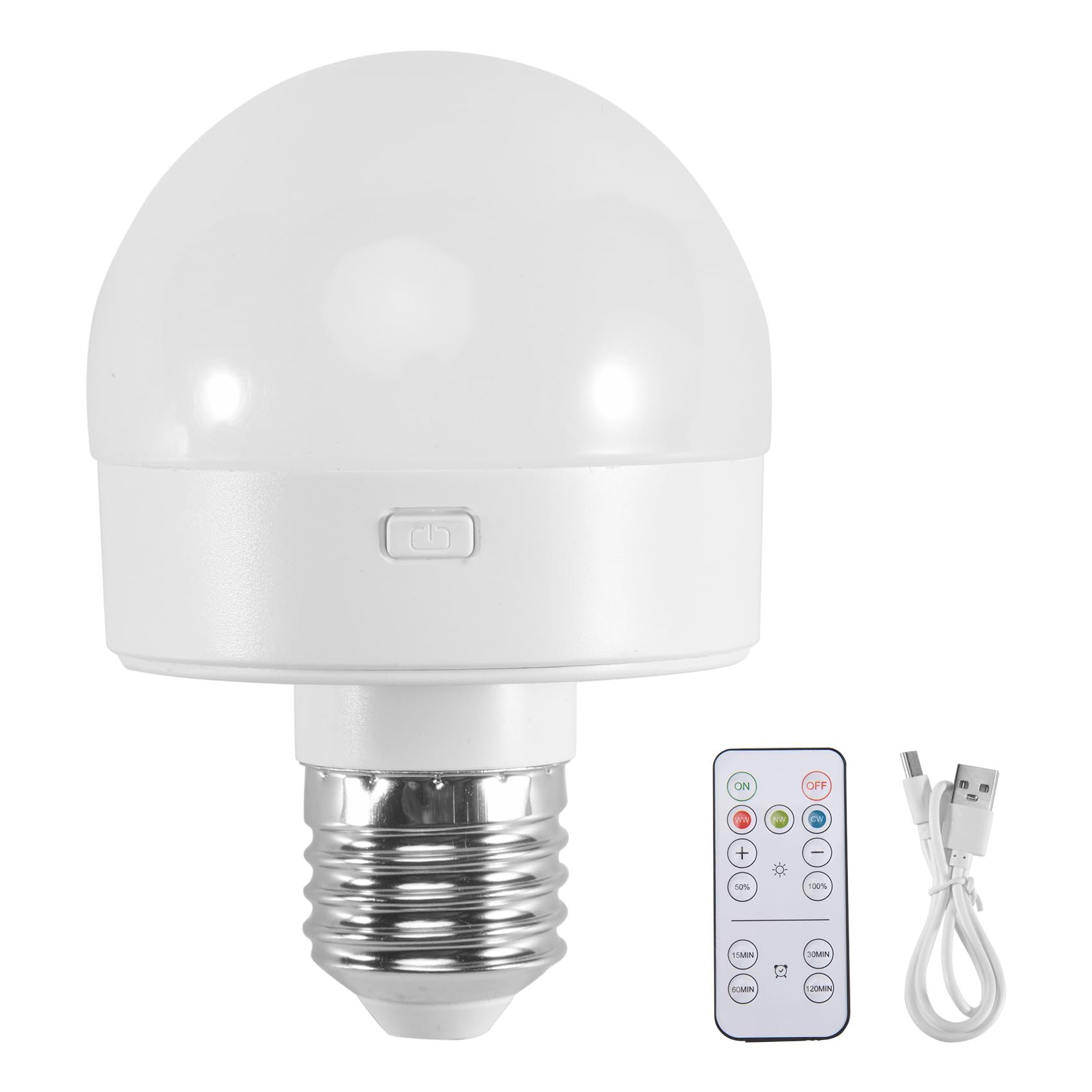 Vjsujehgy Rechargeable Battery Operated Light Bulbs, 300LM E26 in Light Bulb for Lamps with Remote Control Dimmable&Timer