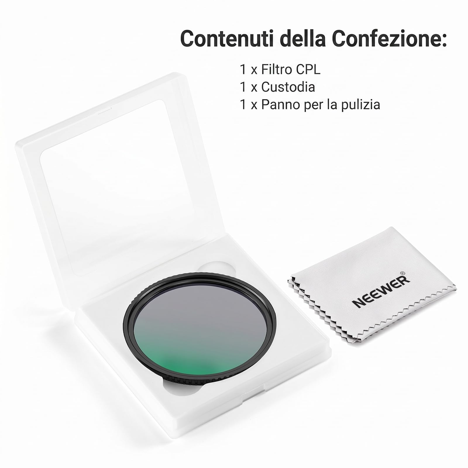 NEEWER 82mm Filtro CPL True Colors con Stop Rigido Limitato, Filtro Polarizzatore Circolare HD Sottile Multistrato Regolabile con Fissaggio a Vite per Lenti Fotocamere Digitali, Accessori Fotografia