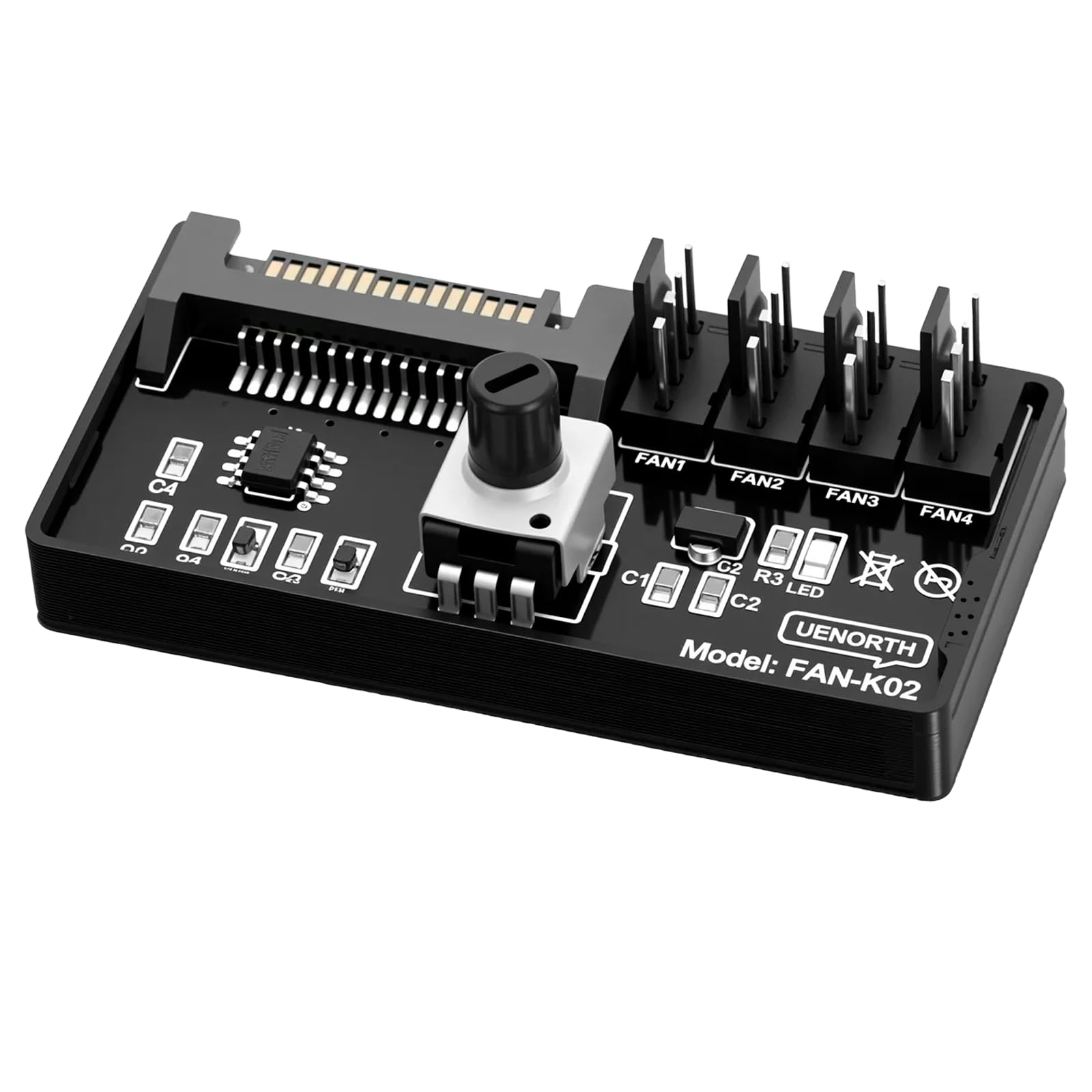 Controlador de Ventilador PC Controlador de Velocidad de Ventilador de Refrigeración 12V 4 pines PWM PC Chasis Adaptador de Ventilador Concentrador de Alimentación, Avecinterface 4 SATA
