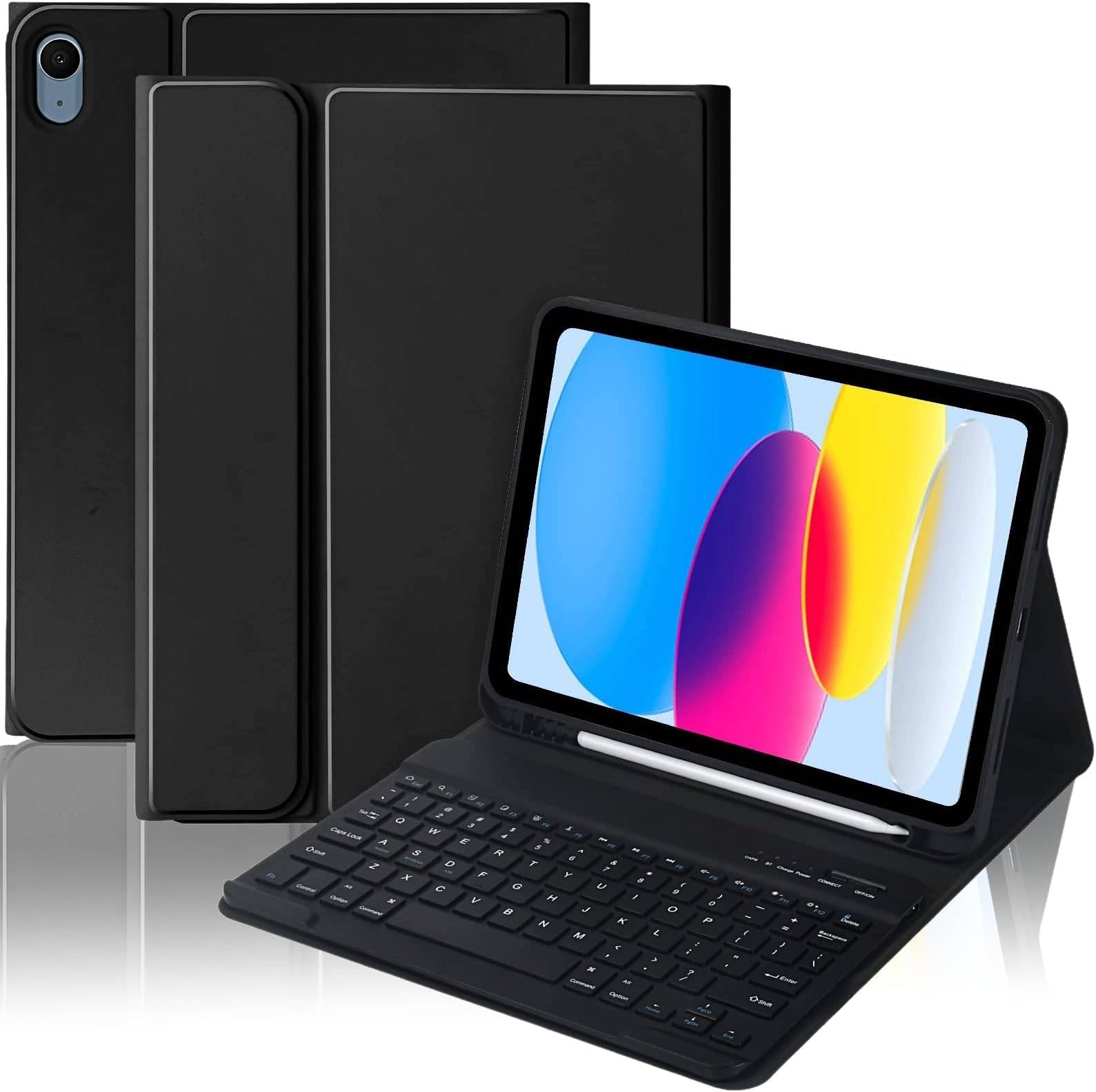 iPad 10th Generation Case with Keyboard 10.9" 2022, iPad Keyboard10th Generation Case for (A2757/A2777/A2696), iPad Case with Detachable Bluetooth Keyboard & Pencil Holder (Black)