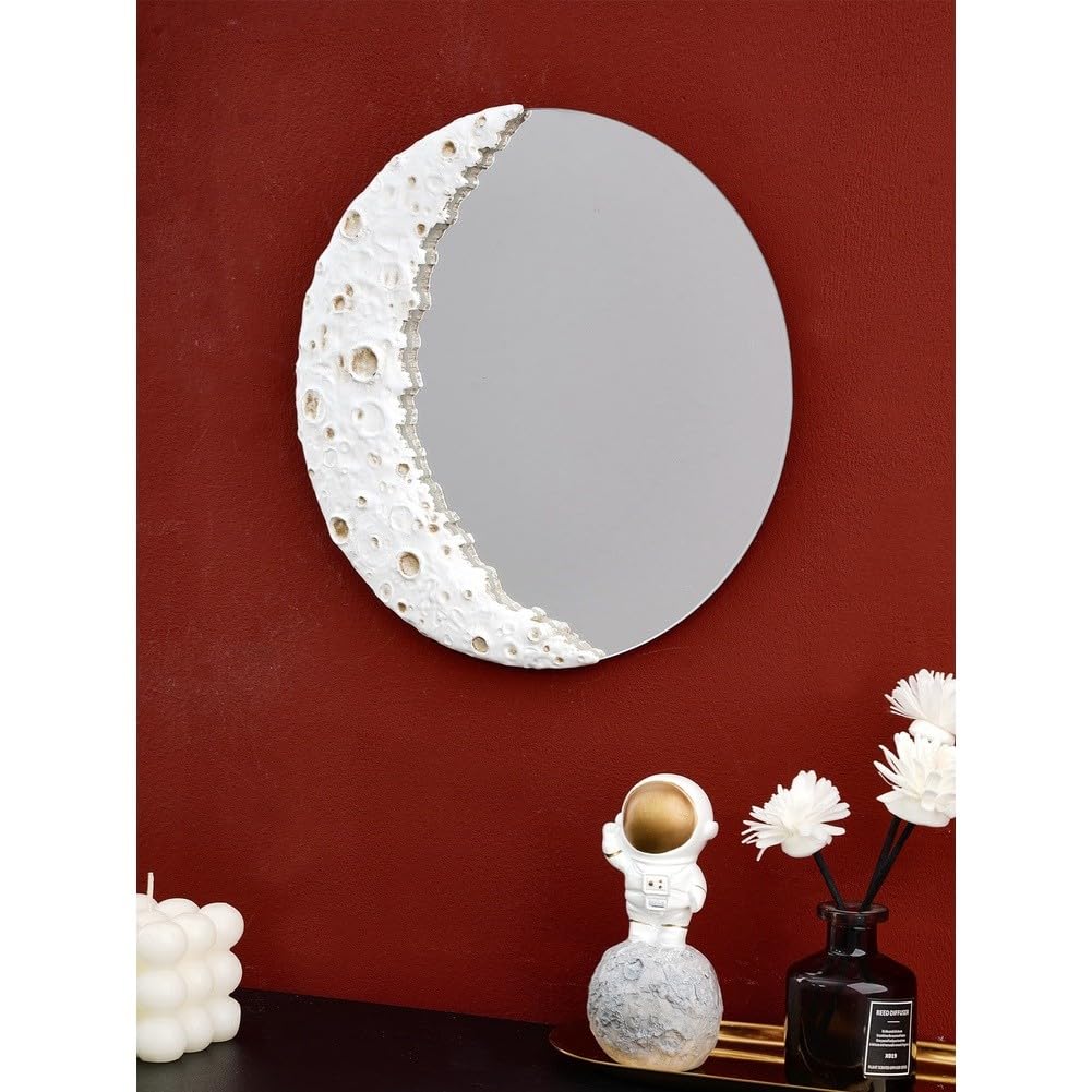Miroir lunaire argenté design créatif décoration murale moderne 23cm