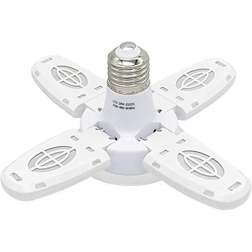 GoolRC 1 Pack LED Garage Lights- Dimmable Garage Lights Ceiling, 38W 6000LM 6500K E27/B22 LED Garage Ceiling Lights with 4 Adjustable Panels for Garages, Workshop,Indoor, Outdoor, Workshop