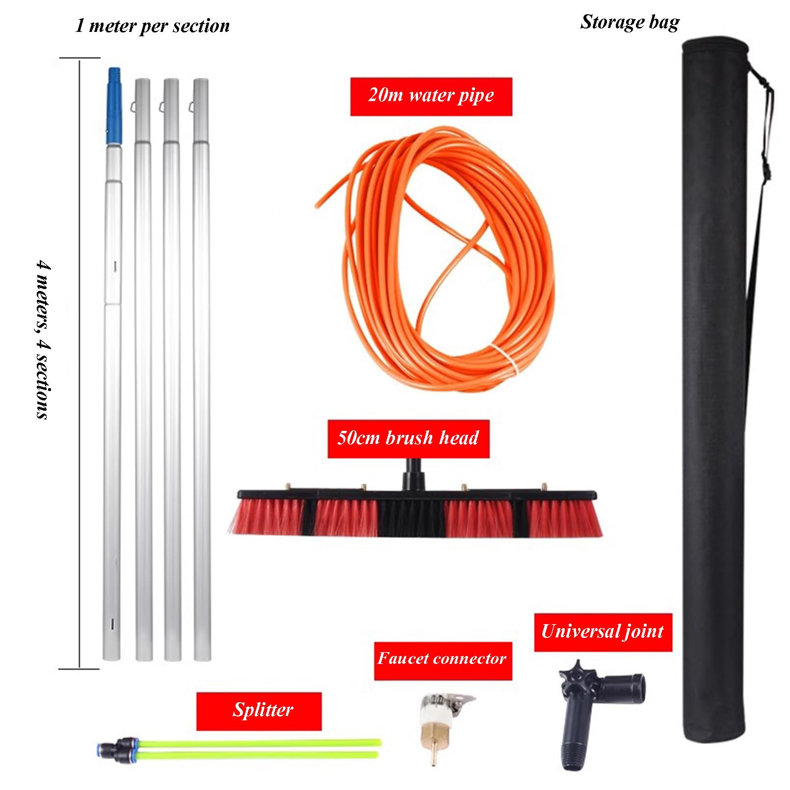 Kit per la pulizia di finestre, vetri, tetti e pannelli solari, versatile per pulire piastrelle, pareti, pavimenti, auto e bagno