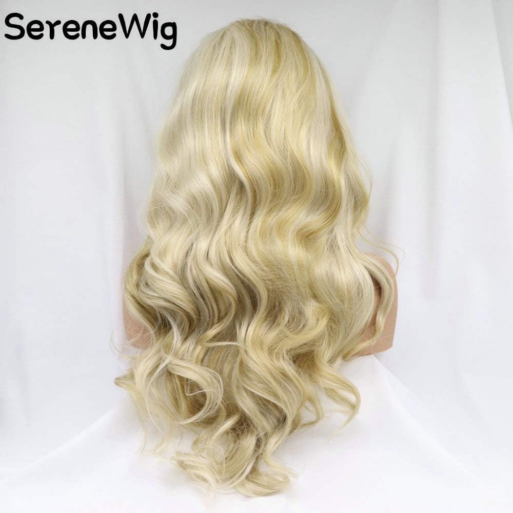 SereneWig 24" Platinum Blonde Lace Front Wigs for Women Natural Blonde Highlight Hair Heat Resistant Synthetic Lace Front Wigs for Women Daily Use Cosplay Party Drag Queen Wig - Image 3