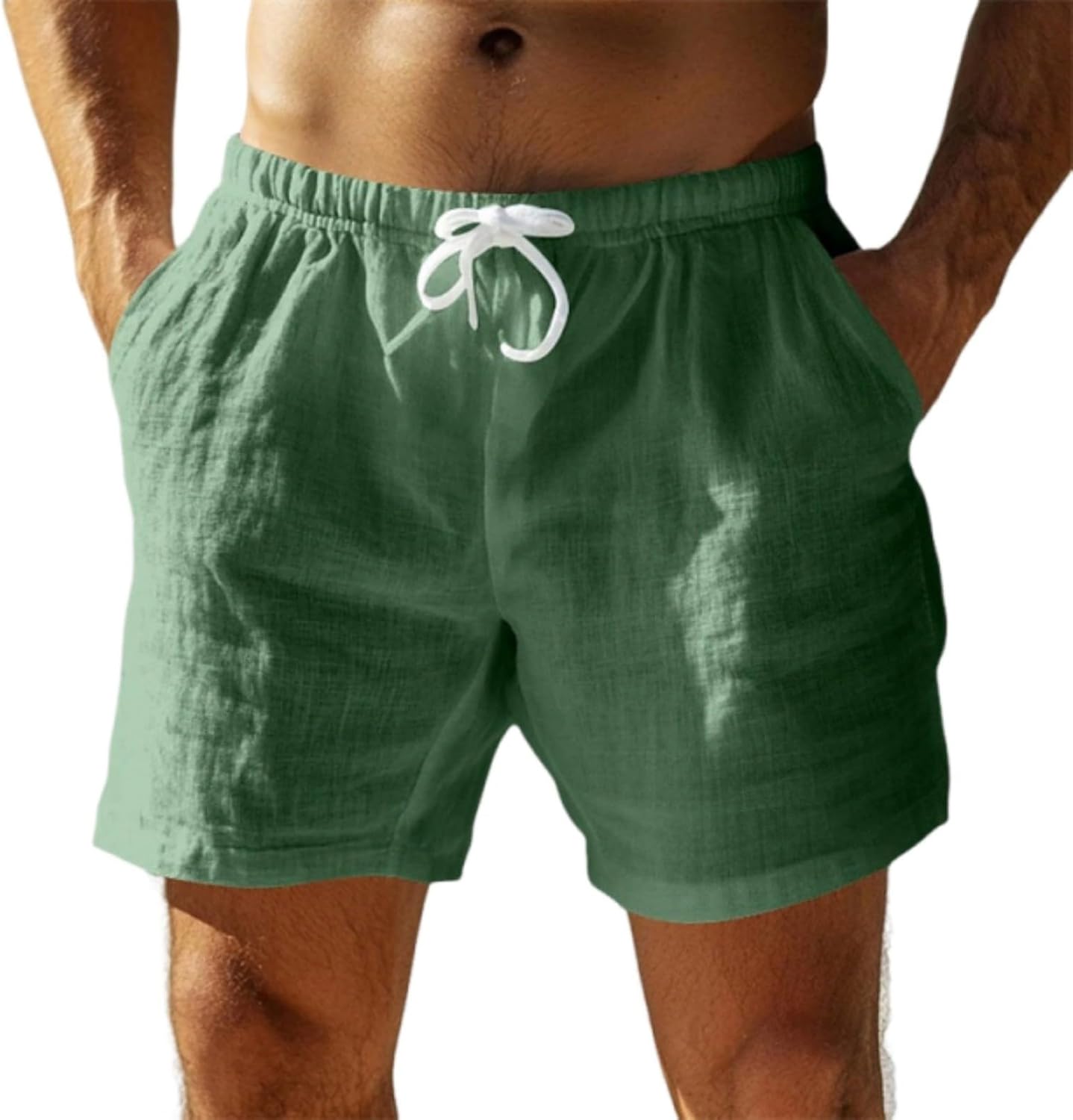 Ymosrh Mens Casual Shorts Elastic Waist Drawstring Summer Lightweight Breathable Beach Vacation Yoga Golf Shorts, M-3XL