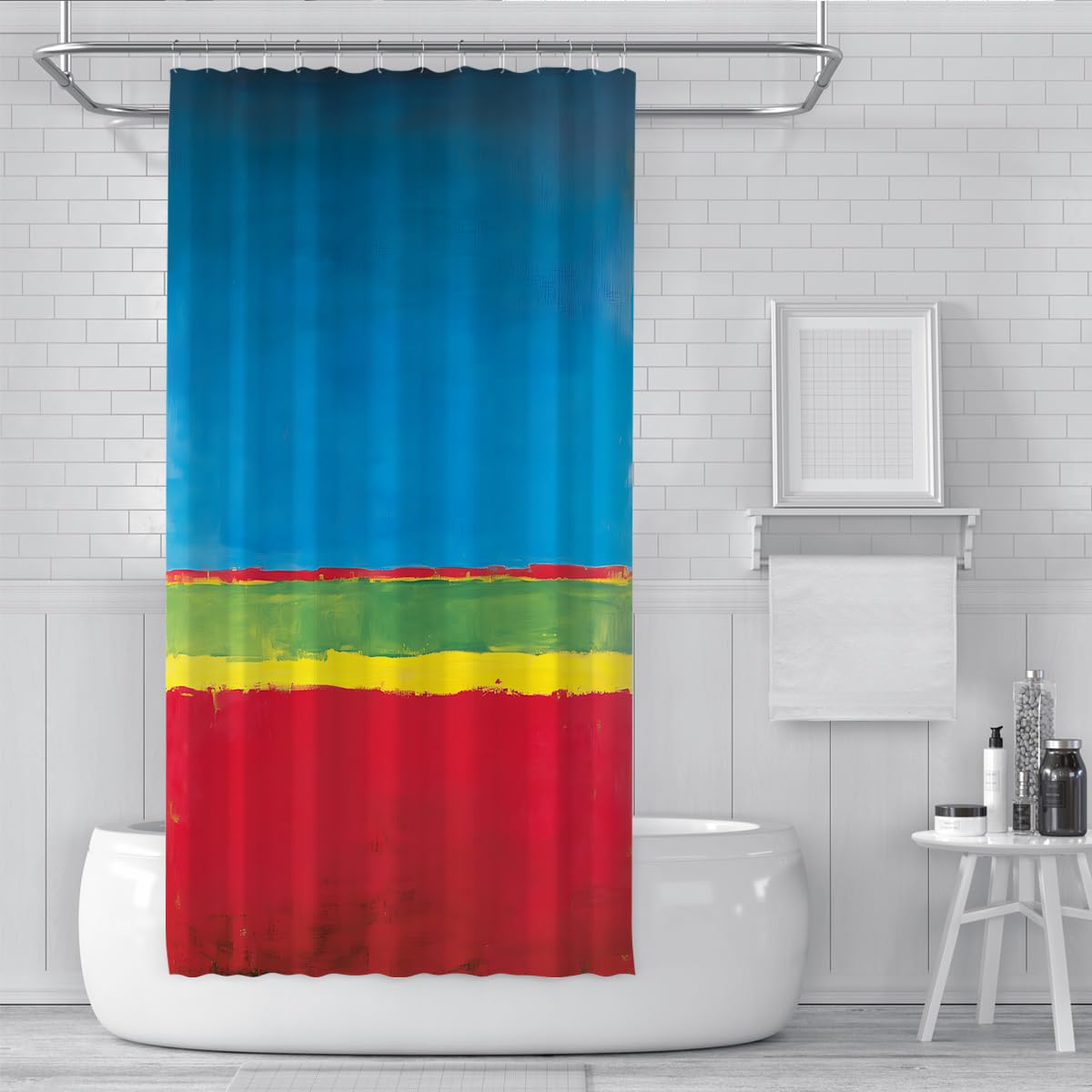 Tende doccia a blocco di colore blu rosso per il bagno 150x200cm