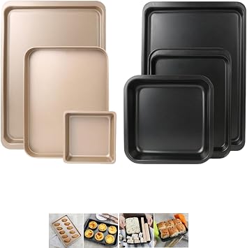 Baking Pan Rectangular Baking Tray Cake Pancake Baking Plate Oven Nonstick Home Baking Mold Bakeware Cake Pan for Oven 30.5*19cm Black