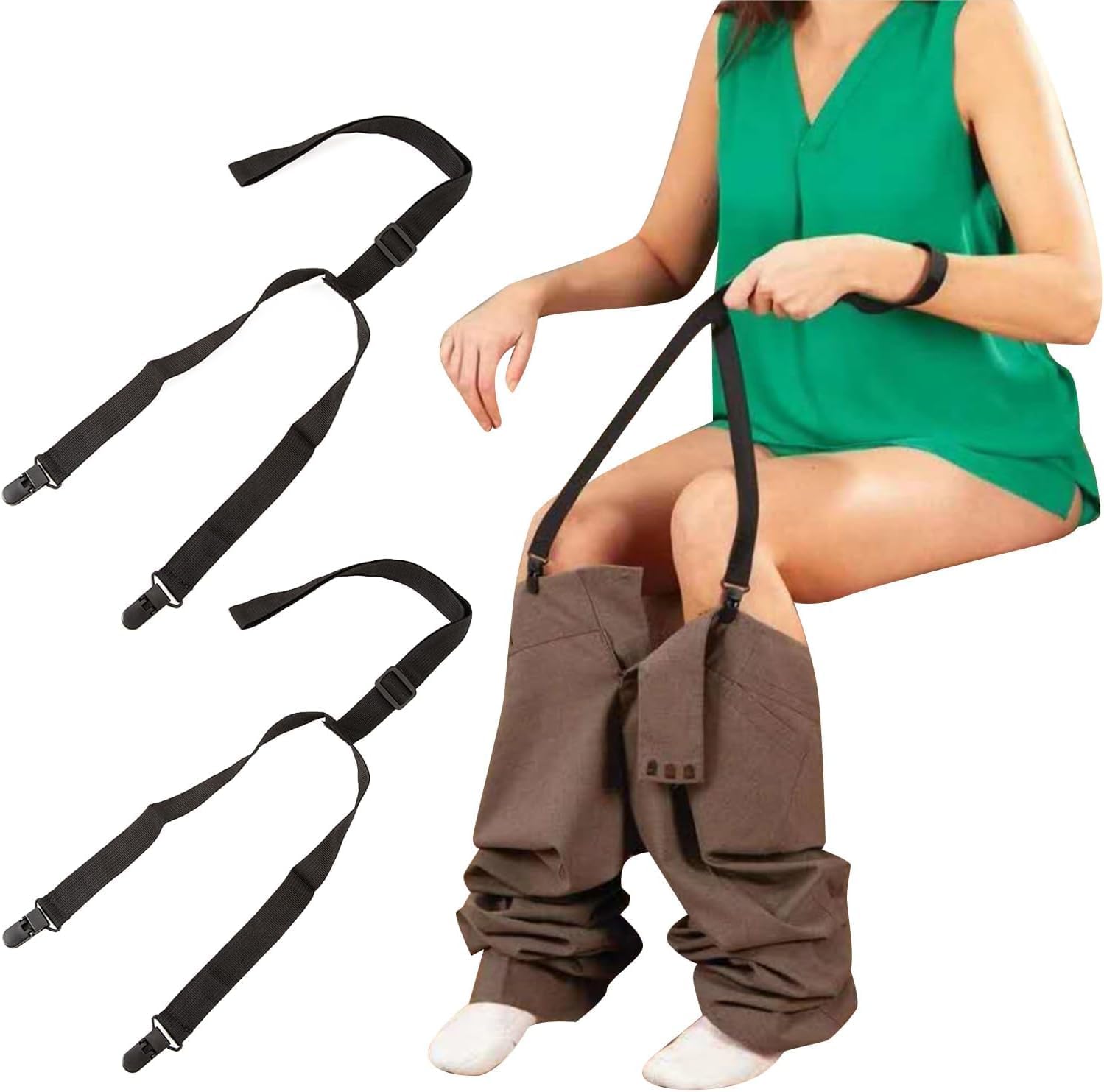 2pcs Clip and Pull Dressing Aid,Dressing Stick for Elderly,Handicap Accessories for Daily Living,Dressing Aids for Seniors, Handicap People, Pregnant Women,Adjustable 27-41 Inches