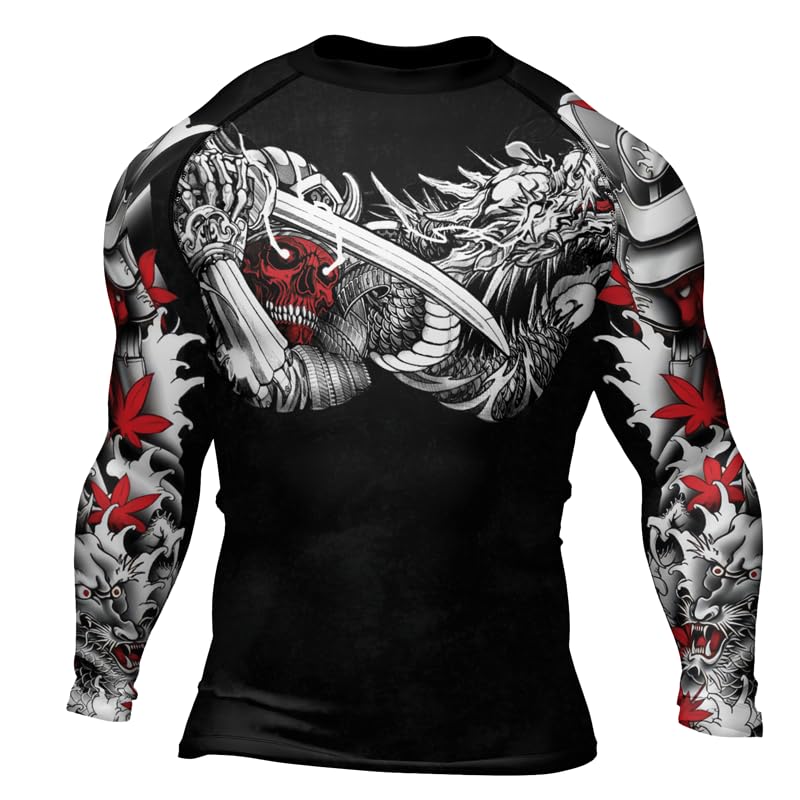 Samurai Long Sleeve Compression Rash Guard Men 3D Baselayer Skin Performance Shirt for MMA BJJ Jiu-Jitsu Muay Thai2