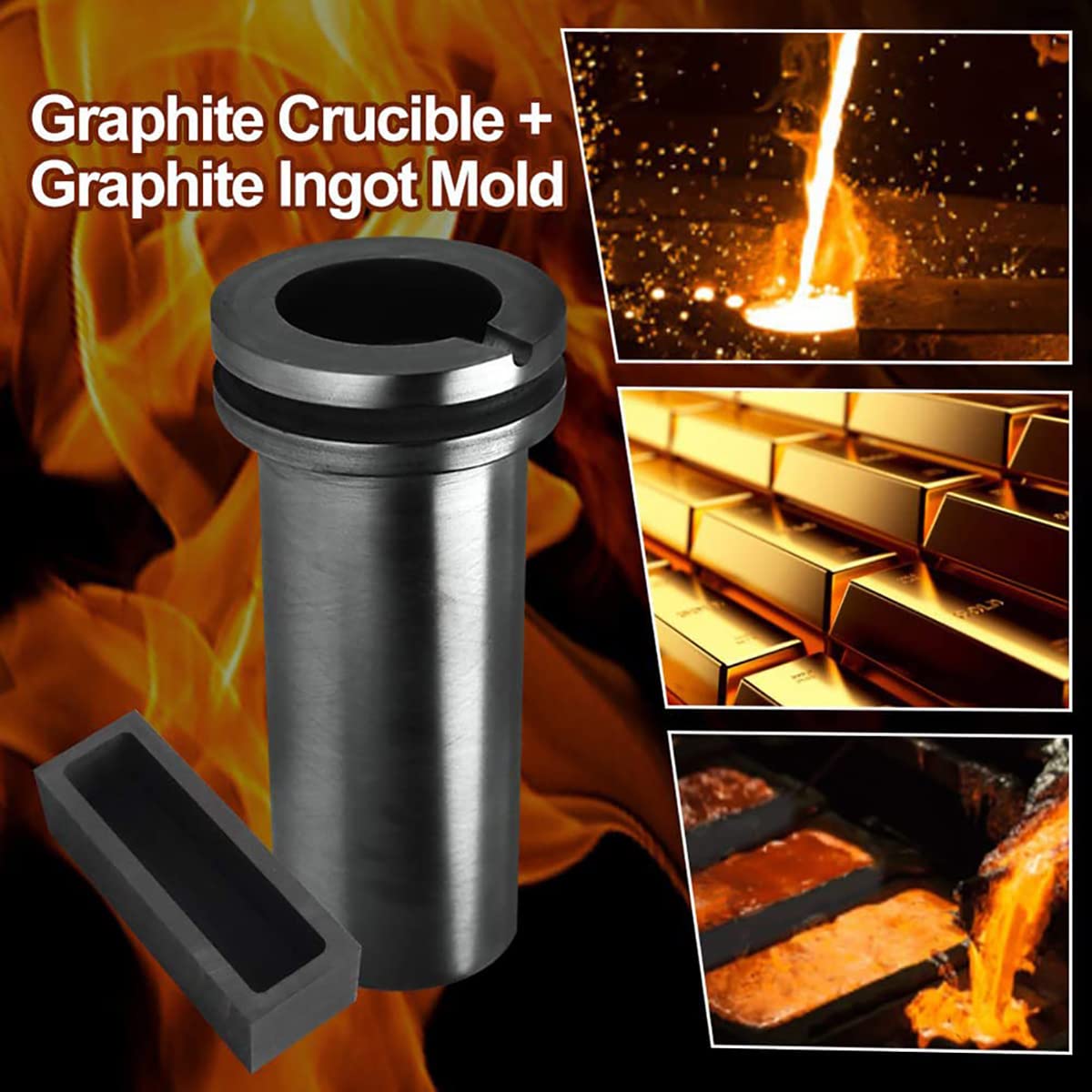 Forno di Fusione dell'Oro, Forno di Fusione Digitale Elettrico da 1400 W 2000 F Forno di Colata per raffinazione da 1100 ℃ con crogiolo di Grafite per Scarti di Fusione, Argento, Oro, Rame, Allumini