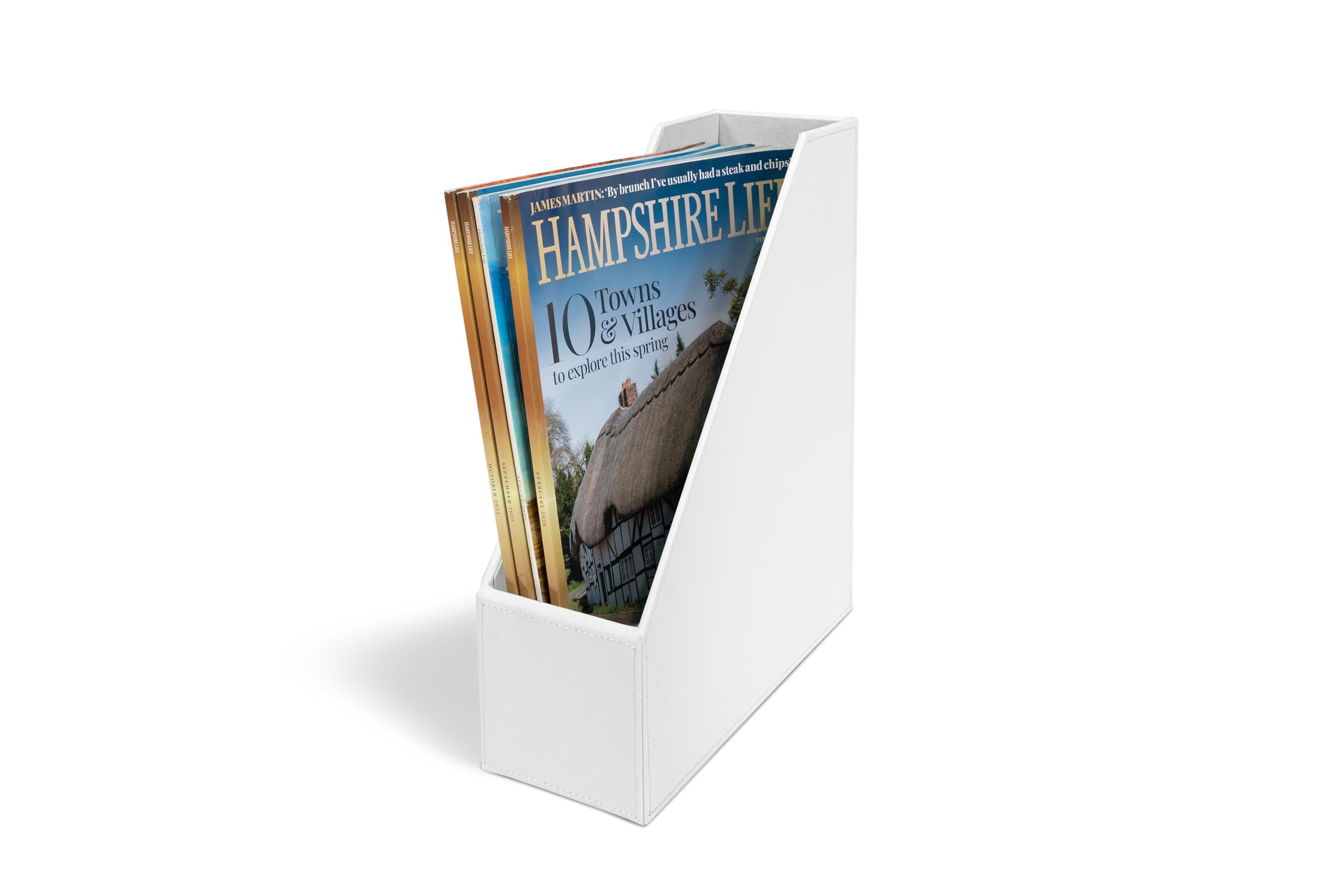 OSCO WPUMR1 Faux Leather Magazine Rack - White