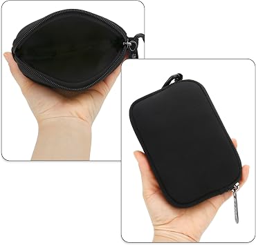Mini Pouch Case Small Accessories Storage Organizer Tech Bag (Black) | Travel Gadget Bag for USB Cable Drive SD Card Charger Power Adapter Keys Keychain, Coin Purse Wallet Zipper Pocket with Hook