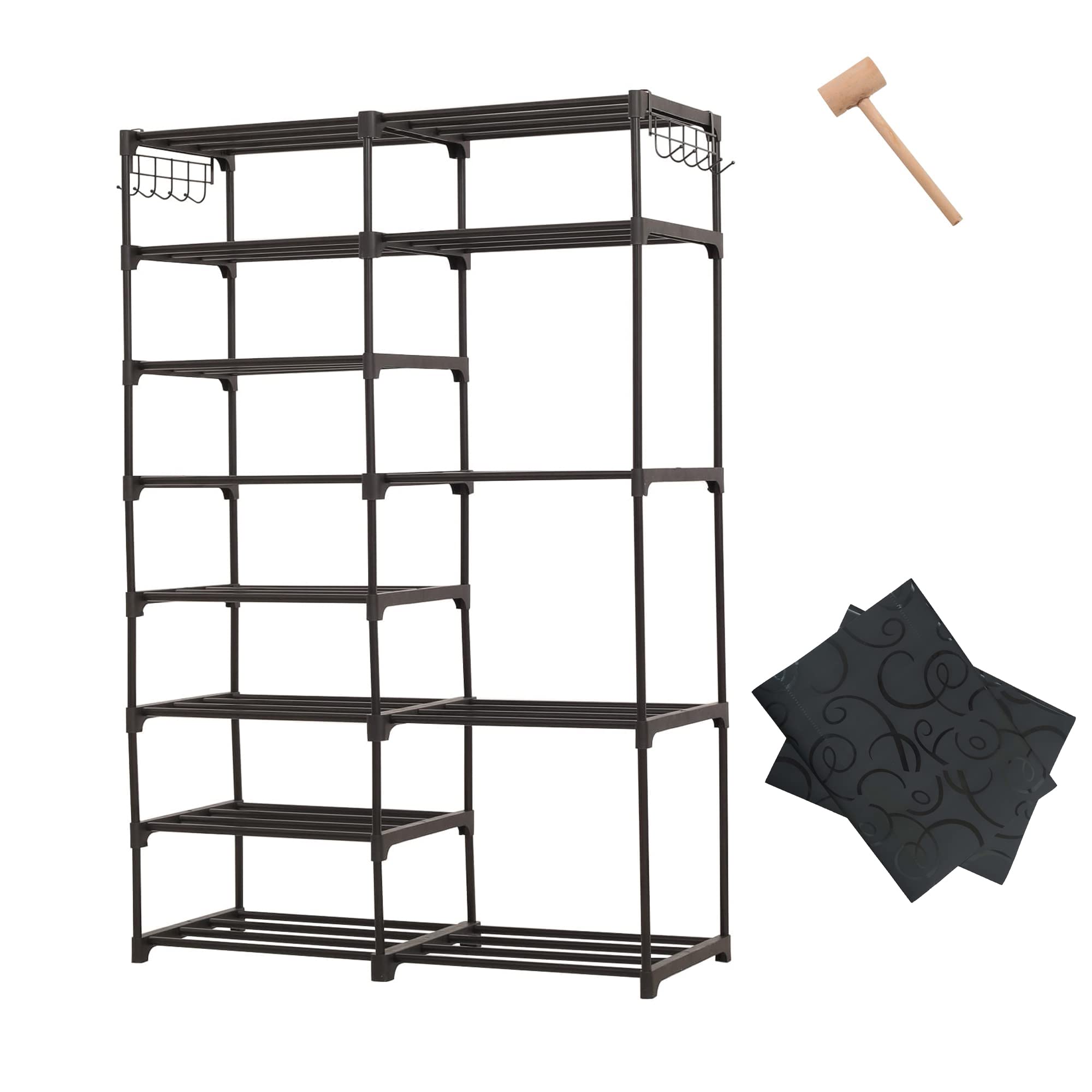 IMVELY 8-Tier Garage Shoe Rack Organizer Closet,24-35 Pairs Metal Shoe Rack Tall Black,Boot Rack Rack Shelf,Show Rack,Shoe Racks for Bedroom Closet Entryway Living Room Office