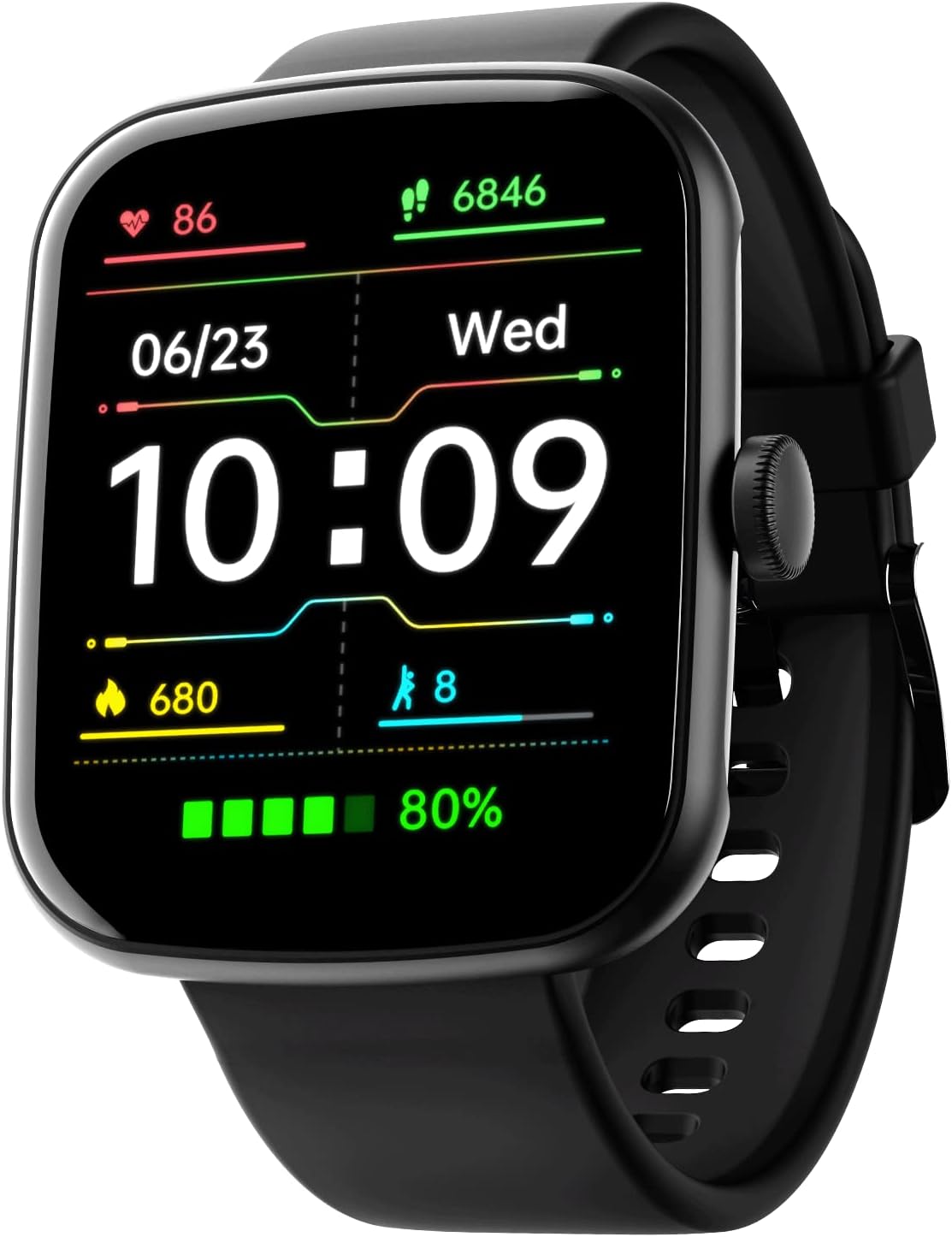 Wave Style with 1.69" Square HD Display, HR & SpO2 Monitoring, 7 Days Battery Life, Multiple Watch Faces, Crest App Health Ecosystem, Multiple Sports Modes, IP68(Active Black)