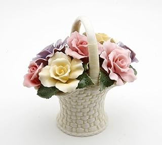 Cosmos Gifts 10228 Fine Elegant Porcelain Rose Flower Basket, 4-3/8