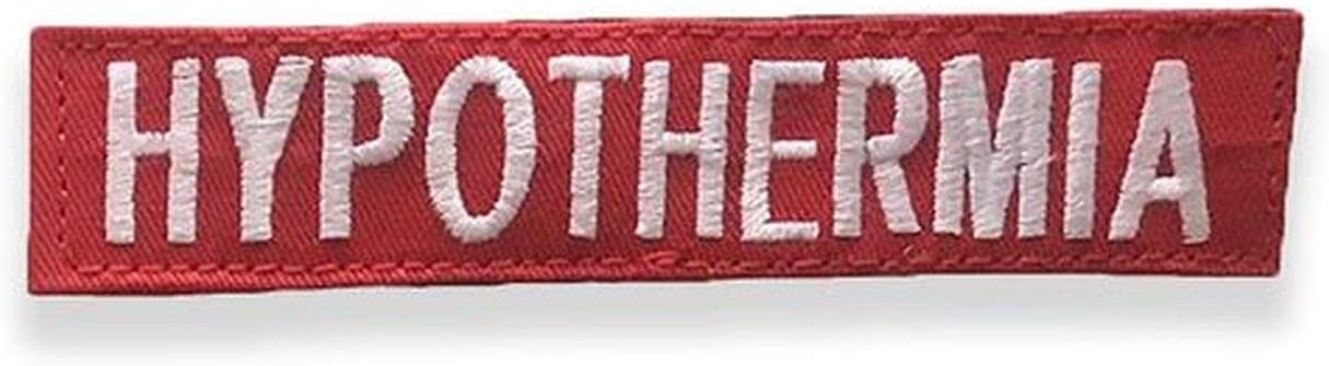 Medical Name Tapes - 1" x 5" for Packs and Pouch Designations (HYPOTHERMIA - White on Red)