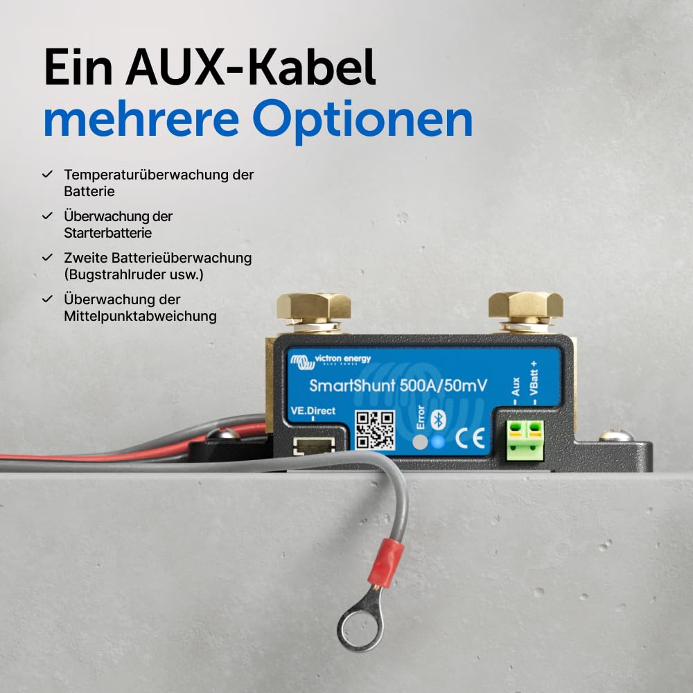 Victron Energy SmartShunt Batteriewächter (Bluetooth) - Victron Shunt - Batteriemonitor - 6.5V-70V - 500 Amp