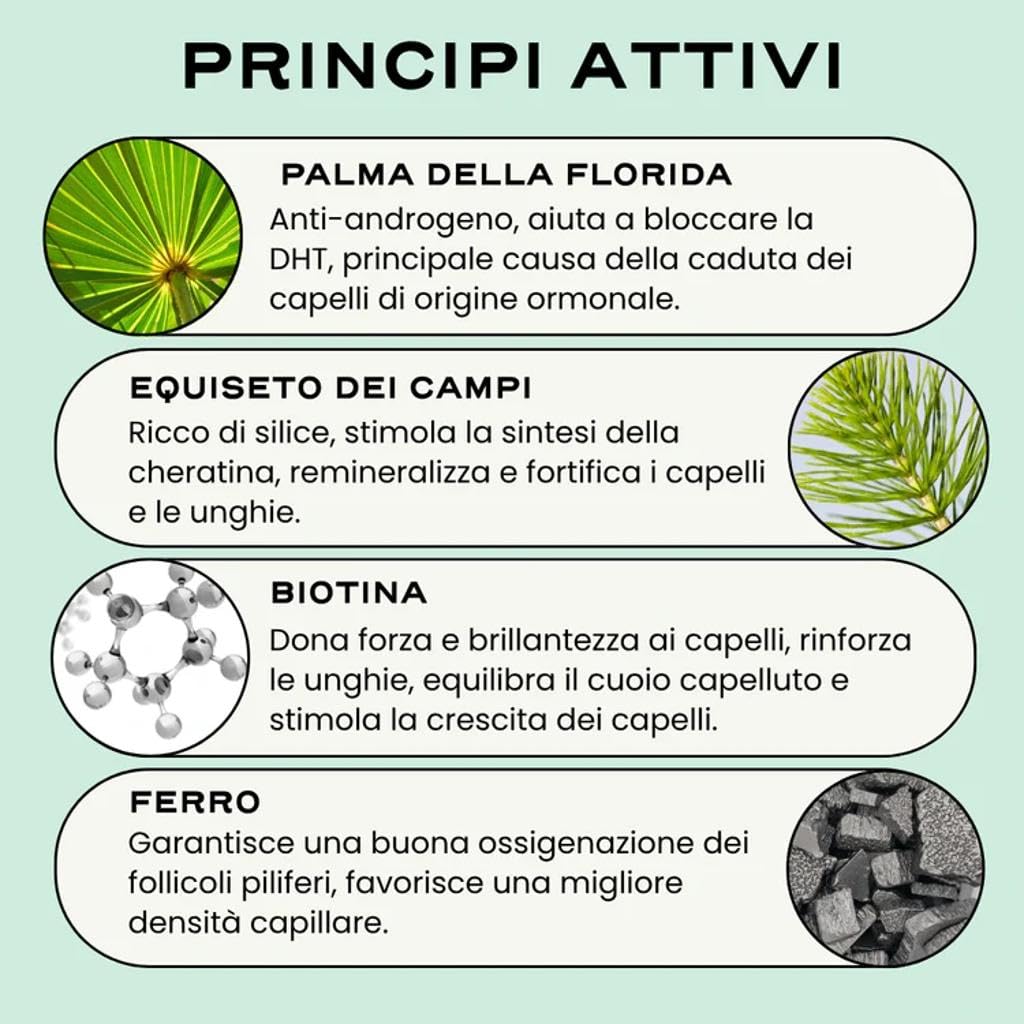 Circles GROW – Integratore Anti Caduta e Ricrescita Capelli Donna | Biotina, Saw Palmetto, Equiseto, Ferro | Capelli e Unghie | Senza Zuccheri né Edulcoranti | 30 Capsule