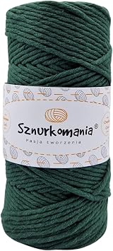 Macrame Yarn 3 mm 100 m 1-ply, Many Colours, Cotton Yarn, Cotton Cord 3 mm, Macrame Cord, Macrame Cord, Cotton Cord, Cotton Rope, Crochet Bottle Green
