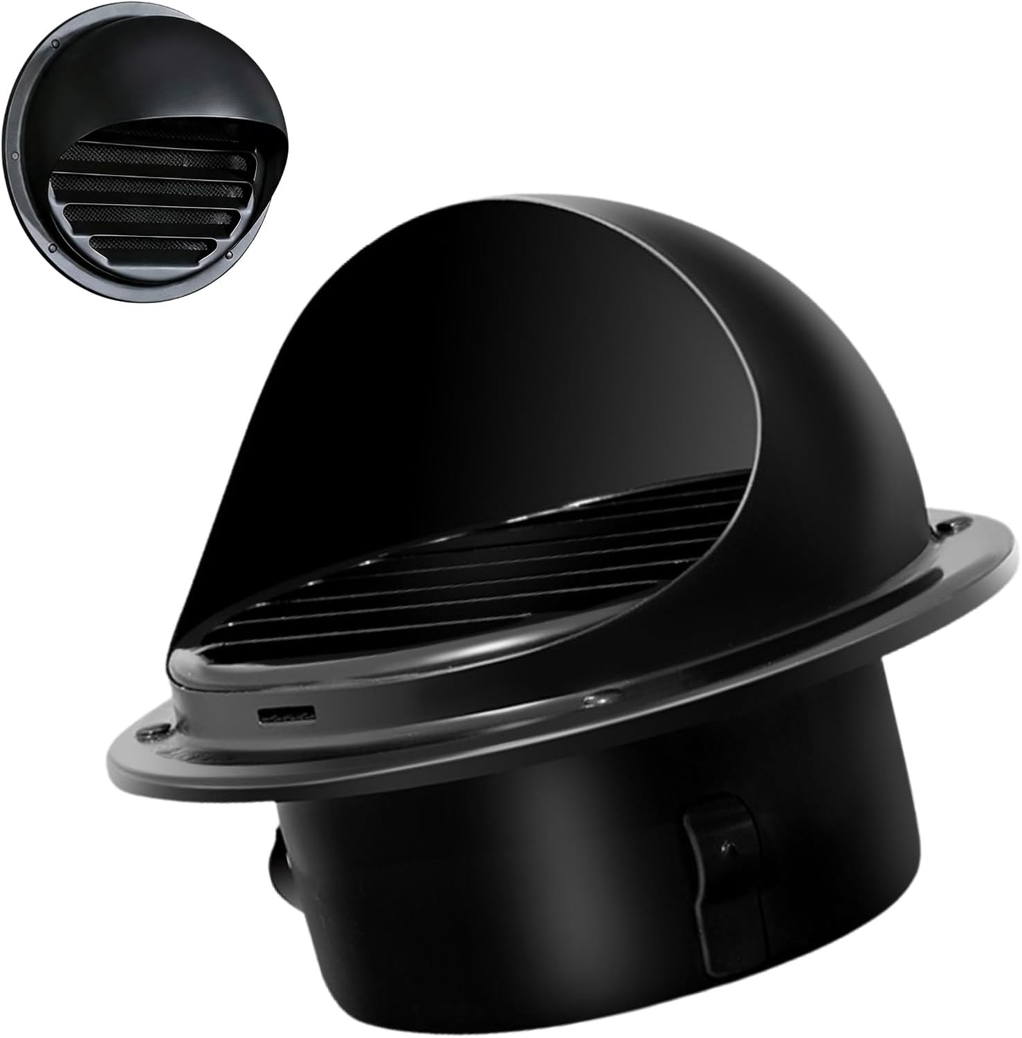4 Inch Round Metal Dryer Vent Cover, 3" 5" 6" 7" Black 304 Stainless Steel Air Vents for Wall, Outdoor Exhaust Hood, Outside Bathroom Soffit Screen Grille, Free Gloves(150mm/5.9in)